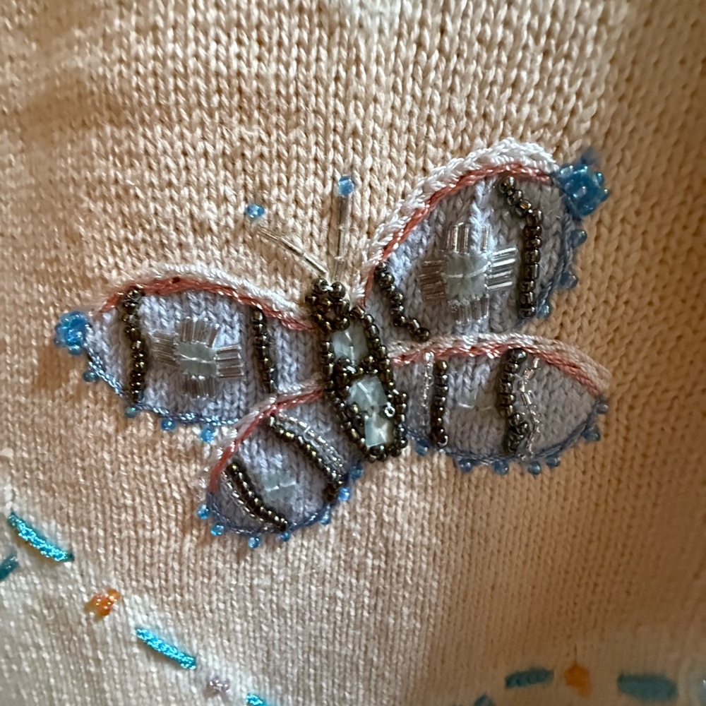 Storybook Knits Cream Cardigan with Butterfly Embroidery - Picture 6 of 14